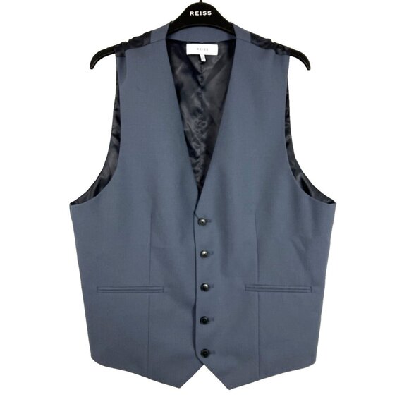 NWT 42 Reiss Slim Waistcoat Vest in Airforce Blue
